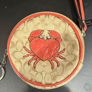 Coach Tan and Red Crab Wristlet